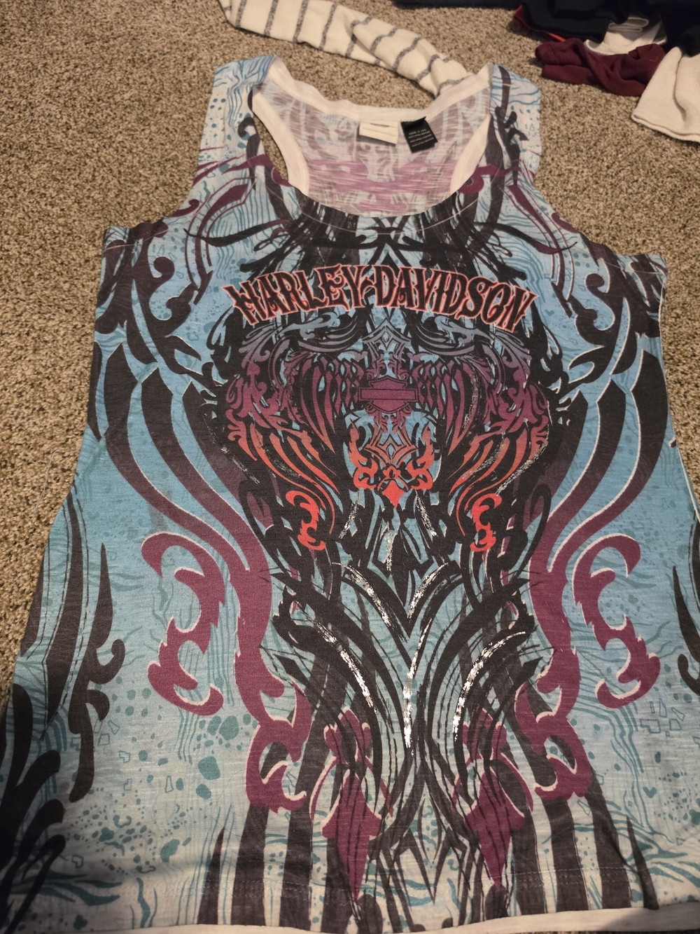 Harley-Davidson Turquoise & Purple Graphic Women's Tank